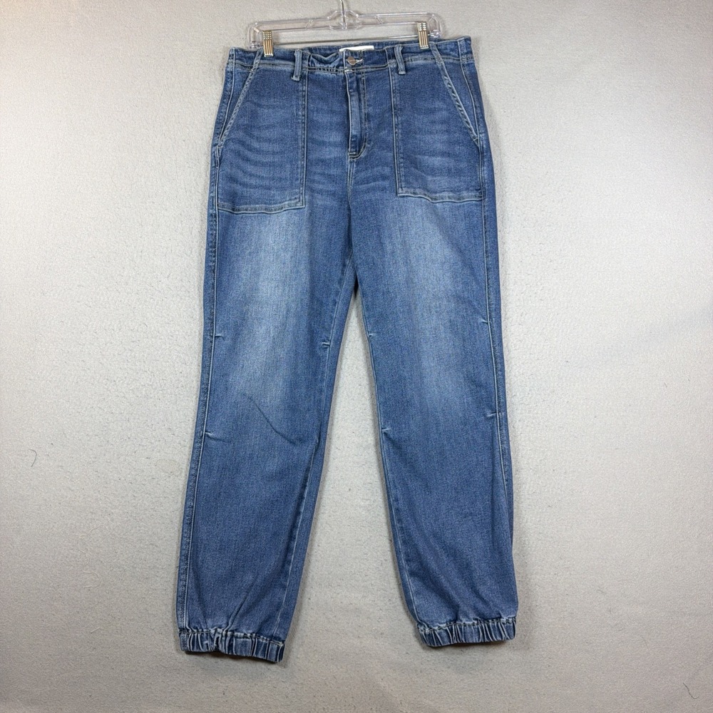 Risen Los Angeles Denim Joggers Women XL High Rise Pockets Stretch
